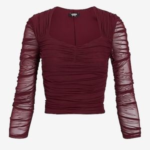 Express Body Contour Mesh Cropped Top With Removable Cups. size M